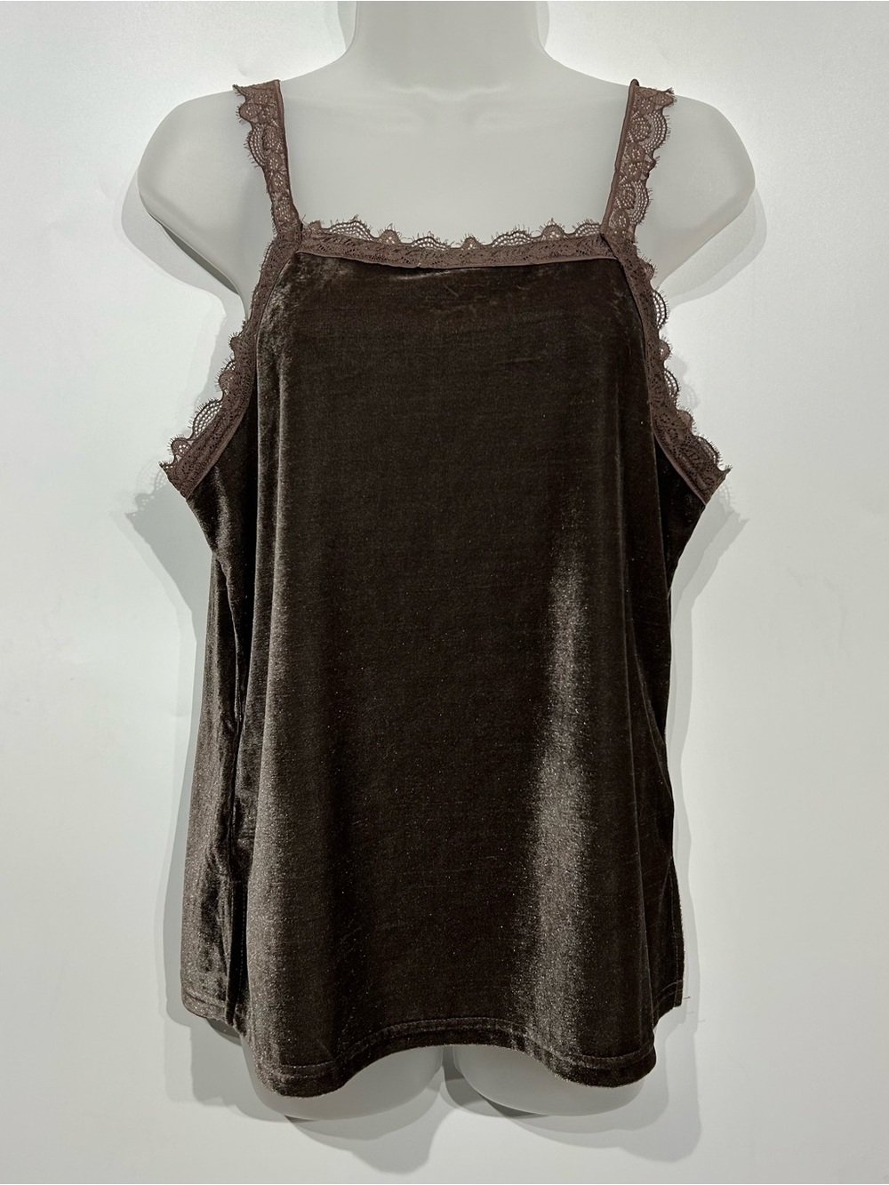 Paparazzi Lace-Trim Cami in Taupe Brown